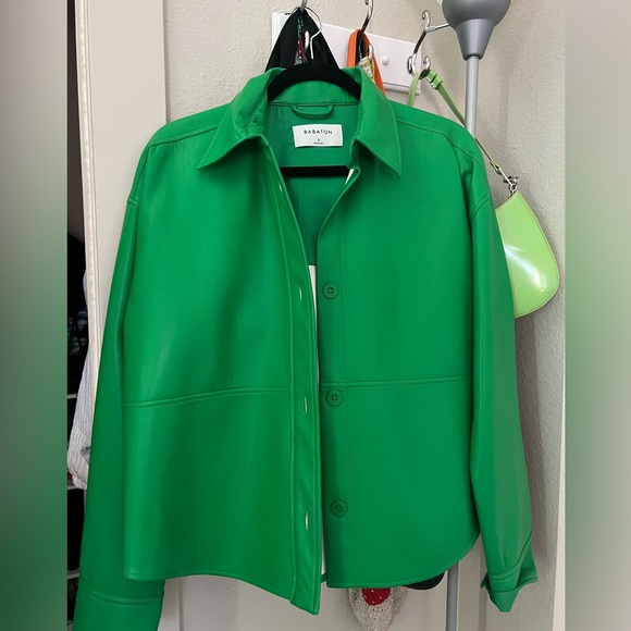 Aritzia Jackets & Coats Aritzia Gloss Green Leather Jacket Poshmark